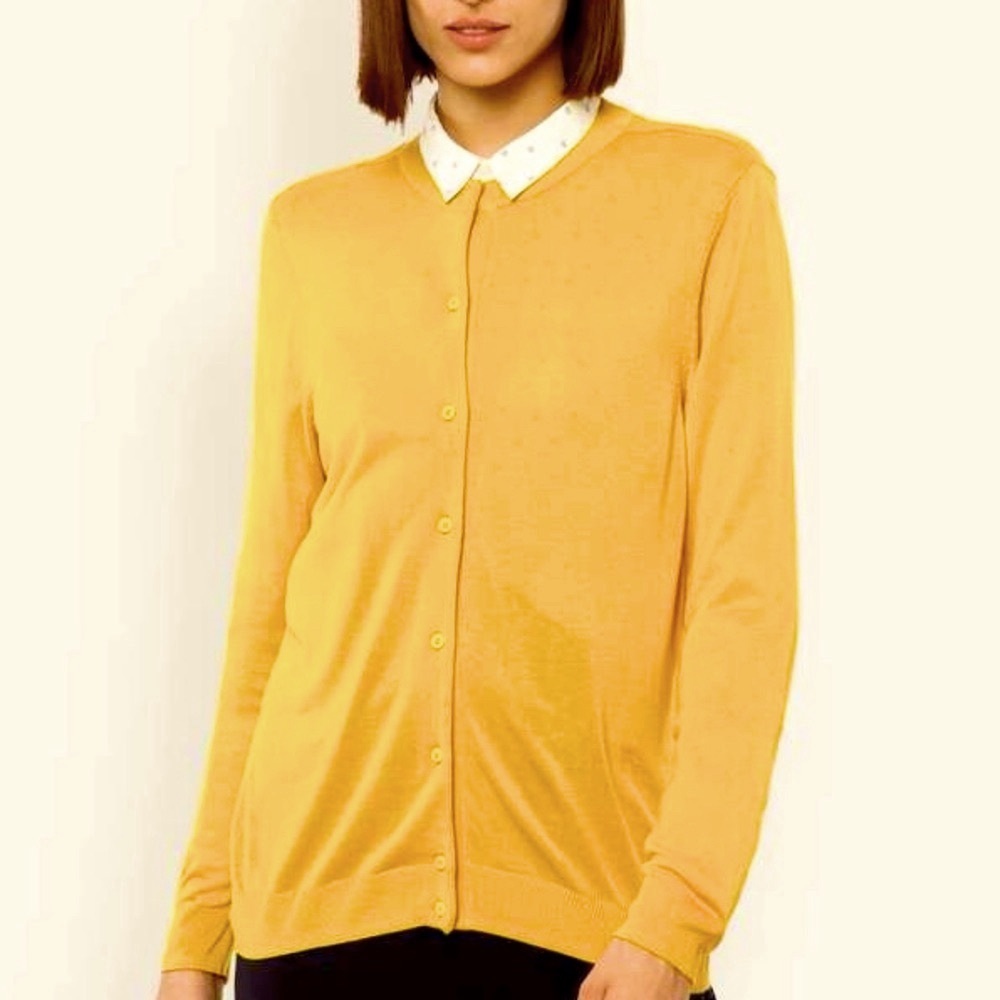 Nwt Van Heusen Cotton Crew Cardigan Mustard